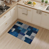 Blue Grey Geometric Patchwork Area Rug