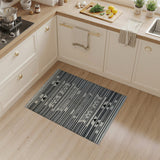 Black White Geometric Tribal Fringe Rug