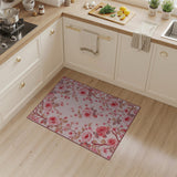 Pink Roses Cherry Blossoms Vintage Area Rug