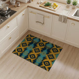 Teal Gold Diamond Southwestern Area Rug