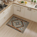 Southwestern Grey and Terracotta Geometric Area Rug