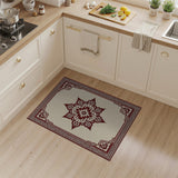 Beige and Neutral Cream Maroon Traditional Persian Mandala Rug