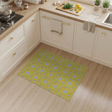 Vibrant Yellow Blue Geometric Diamond Area Rug