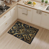 Luxury Black Gold Fork Ornate Area Rug