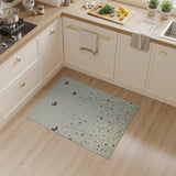 Vintage Butterfly Wildflower Beige Area Rug