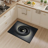 Hypnotic Spiral Black White Geometric Area Rug