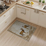Beige Woodland Deer Forest Area Rug