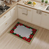 Red Poinsettia Gold Frame Border Rug