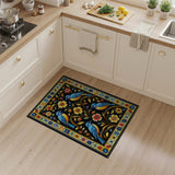 Vibrant Blue Birds Golden Flowers Area Rug