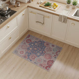 Pink Blue Floral Mandala Area Rug