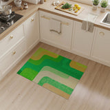 Vibrant Green Orange Wave Abstract Area Rug