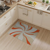 Swirling Orange Waves on Cream Area Rug