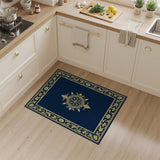 Navy Blue Traditional Persian Rug with Gold Medallion