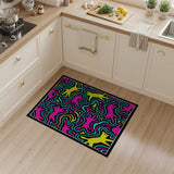 Vibrant Neon Cartoon Cats Area Rug