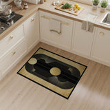 ODIKA Washable Abstract Geometric Area Rug - Gold & Black Art Deco Low Pile Non-Slip Carpet