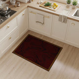 Gold-Framed Marbled Burgundy Area Rug
