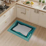 Layered Teal Geometric Modern Area Rug