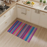 Vibrant Multicolor Striped Washable Area Rug - Low Pile & Non-Slip