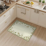 Floral Vine Border Beige Area Rug