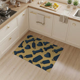 Playful Dog Bone Heart Yellow Area Rug