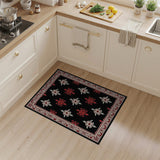 Black Persian Floral Rug with Red Border