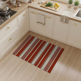 Terracotta and Cream Striped Area Rug