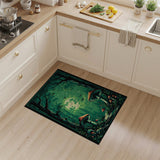 Green Enchanted Mushroom Forest Area Rug