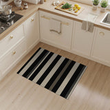 Bold Black Beige Striped Area Rug