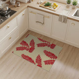 Bold Red Fern Leaf Area Rug