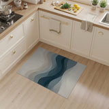 Blue and Teal Serene Blue Wave Layers Abstract Area Rug