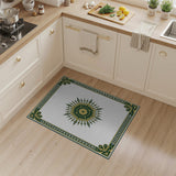 Ornate Green Gold Sunburst Area Rug