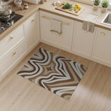 Wavy Brown Tan Geometric Area Rug