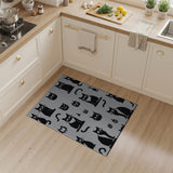 Spooky Black Cat Halloween Grey Rug