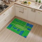 Green Blue Geometric Urban Grid Area Rug