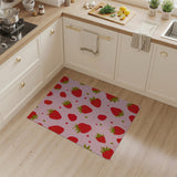 Playful Pink Strawberry Pattern Area Rug