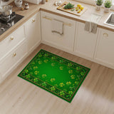 Ornate Green Shamrock Border Area Rug