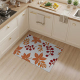 Orange Maple Leaves Red Berries Area Rug