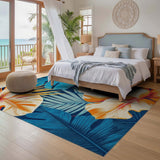 ODIKA Washable Tropical Monstera Leaf Rug - Non-Slip Low Pile Area Rug