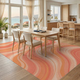 Flowing Orange Wave Abstract Area Rug