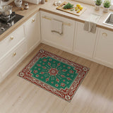 Traditional Persian Green Star Medallion Rug