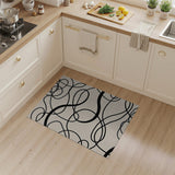 Abstract Area Black and White Wavy Black Lines Abstract Area Rug