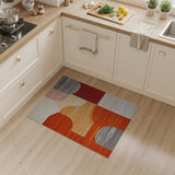 Abstract Curved Orange Multi-Color Area Rug