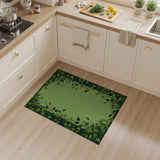 Lush Green Leaf Yellow Flower Border Rug