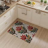 Vibrant Red Leaf Floral Area Rug