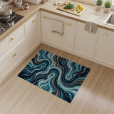 Blue and Teal Abstract Area Blue Teal Abstract Wave Area Rug