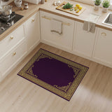 Elegant Purple Area Rug with Gold Ornate Border