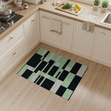 Modern Geometric Black Mint Green Block Area Rug