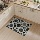 Monochrome Abstract Floral Area Rug