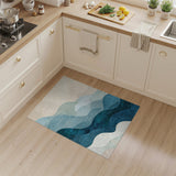 Abstract Teal Wave Abstract Area Rug