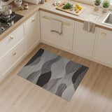Modern Grey Abstract Wave Area Rug